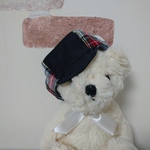 デニム×タータン キャスケット ホワイトレッド