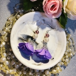 【全品オマケ付き】パープルフラワータッセルピアス/イヤリング