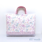 キャンディ ベア ホワイト×ストライプ☆*レッスンバッグ ハンドメイド ゆめかわ 手提げ袋 女の子