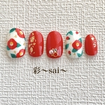 再販☆和柄☆椿ネイル/赤/お正月・成人式・卒業式・デイリーにも♡
