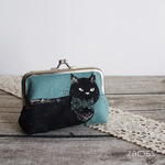 ミニがま口ポーチ*きまぐれな黒猫