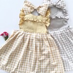【特集掲載】《入園入学/名入れ》フリル付 ドレスエプロン 女の子 キッズ用 子供 お誕生日（ギンガムチェック）100-120cm 