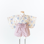 ✳︎ くすみピンクと花柄のベビー袴 ✳︎ 70〜80cm  リボン付