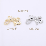 M1573-G  30個  メタルチャーム リボン 1カン 18×28mm  3×【10ヶ】