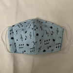 大人用　やや大きめ立体型マスク（4枚重ね）音符猫水色B