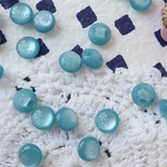 小花彫刻サークルボタン　アクア　10ｍｍまたは11.5mm　6個入り