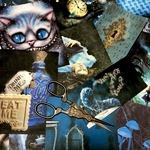 (再販×11)♠️ダークアリスのペーパーセット(blue)A♠️＊紙モノ＊コラージュ素材＊コラージュペーパー