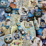 (再販×3)アリスの紙ものセット(blue)B＊コラージュ素材＊ジャンクジャーナル