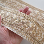  【50㎝カット済み】インド刺繍リボン【ゴールド×アイボリー】