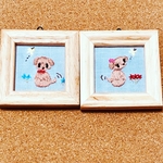 刺繍ミニフレーム　壁掛け　わんちゃんカップル