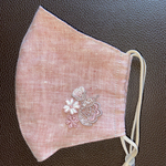 お花の刺繍モチーフ　マスク用リネン　大人通年立体マスク（シート挿入ポケット付き）