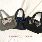 SALE‼️グレー、ネイビー、黒からお選びください！ビッグリボンランチバッグ♡マザーズバッグエコバッグサブバッグお弁当バッグ