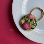 花刺繍ラウンドヘアゴム /ブラック