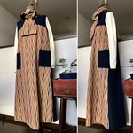 訳あり　男物ウール着物　大人可愛い　着物リメイク　大人服　着物ワンピース●男物着物＆橙色縞柄
