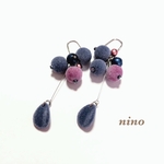 可愛く揺れるブルーグレー&ラベンダー💐選べるイヤリング&ピアス&マグネットピアス