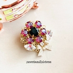 スワロフスキーお花ブローチダークレッド