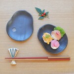 840607様専用　瓢形小皿／黒・焼き〆陶器（レンジ、オーブン、食洗器対応）