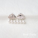 4pcs ピアスパーツ クラウドデザイン シルバー