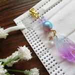 ◇2118再販 🌸ピンクパープルの花びら　マスクピアス・ストラップ🌸 ※金属アレルギー対応