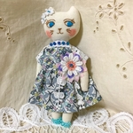 ラブリーナチュラル夢猫ちゃん（耳あり）猫ドール　猫人形　ドールチャーム　布人形　手作り人形02