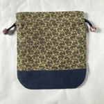 着物地と麻の巾着袋