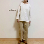 リネンウール　シンプルプルオーバー（off-white）