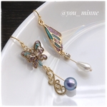 和風・片翅蝶の欠片ピアス/ノンホールピアス