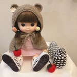 くまさん耳のポンチョ　お人形用　鍵あみ　着せ替え服