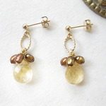 シトリン×ブラウンパールピアス No.629