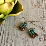 twin beads earrings - turquoise brown