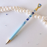 【B級品】ダイヤ付き𑁍ハーバリウムシャーペン (レジン)-水色-