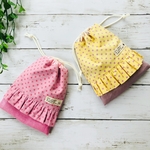 SALE！フリルがかわいい巾着＊ドット＊パステルカラー