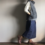 ■秋冬あったか■もこもこオフサイドベスト■杢チャコールグレー