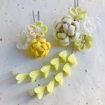 つまみ細工　卒業式髪飾り　菜の花