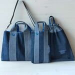 3点セット*お名前入れ無料*デニムフェード×青×ヒッコリー　入園入学*斜め掛けバッグ*ナップザック*