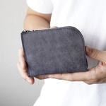 コンパクト財布　イタリアンレザー　プエブロ　BLUE　ブルー　/　革財布　ミニ財布　小さい財布 
