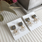 ■金具選択■ニット柄グレー×水晶（送料無料）