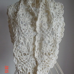 ☆彡オフホワイトのクロッシェモチーフ模様のCowl Neck Warmer 