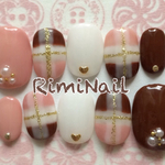 ♡ブロックチェックネイル（ピンク&ブラウン）♡