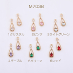 M7038-2  6個  高品質ジルコニアチャーム 雫型 1カン 6×17.6mm ゴールド  3×【2ヶ】
