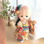 メルちゃんの着物セット*ピンクに牡丹