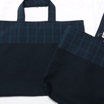 受注製作 お受験お入学 上質紺帆布 ブラックウォッチ レッスンバッグ 上履き入れ