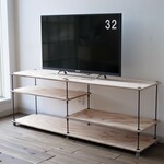 【SALE】wood iron shelf 440*1200*300〈ナチュラル色〉テレビ台 ローボード アイアン 棚 ラック シェルフ 鉄 木 収納棚 アンティーク シャビー インダストリアル）