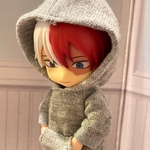 フード大きめグレーパーカー  オビツ１１服 ねんどろいどどーる