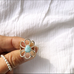 12号【サイズ調整不可】《silver925》turquoise×flower concho ring＊
