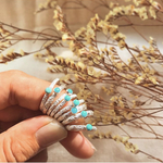 9号【サイズ調整不可】《silver925》flower×baby turquoise ring＊
