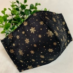 【冬物SALE】マスク＊選べる裏地＊雪の結晶＊ブラック×ゴールド＊子供用＊大人用
