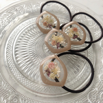 marble frame hair ribbon ( brown )
