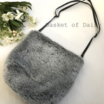 SALE! 再再再販　エコファー×リバティ　フォックス　グレー　サコッシュ　ポシェット　ストロベリーシーフ