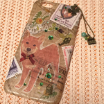 iPhone6/6s用カバー/天然石ボールチェーンストラップ付き（柴犬）